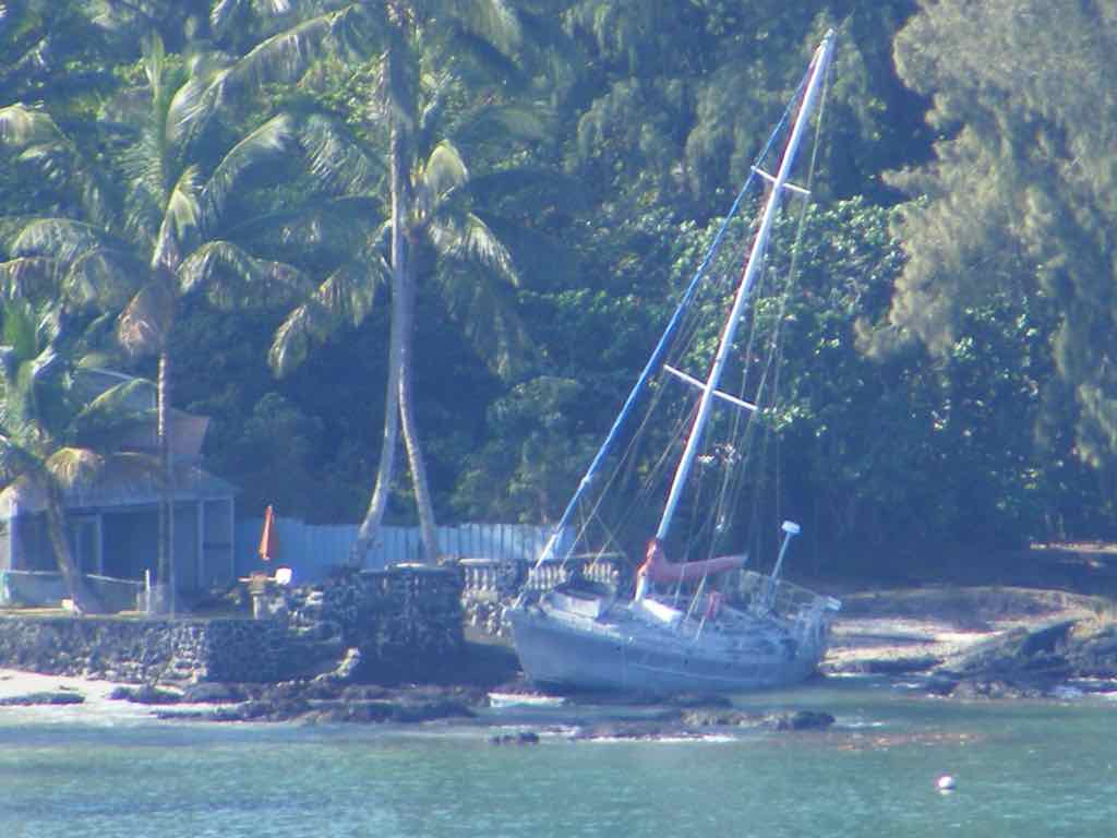 Beached sailboat