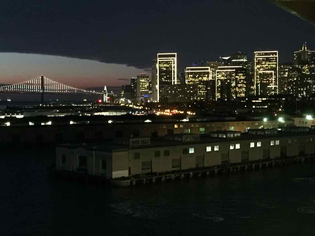 SF Skyline early in A.M. See tugboat