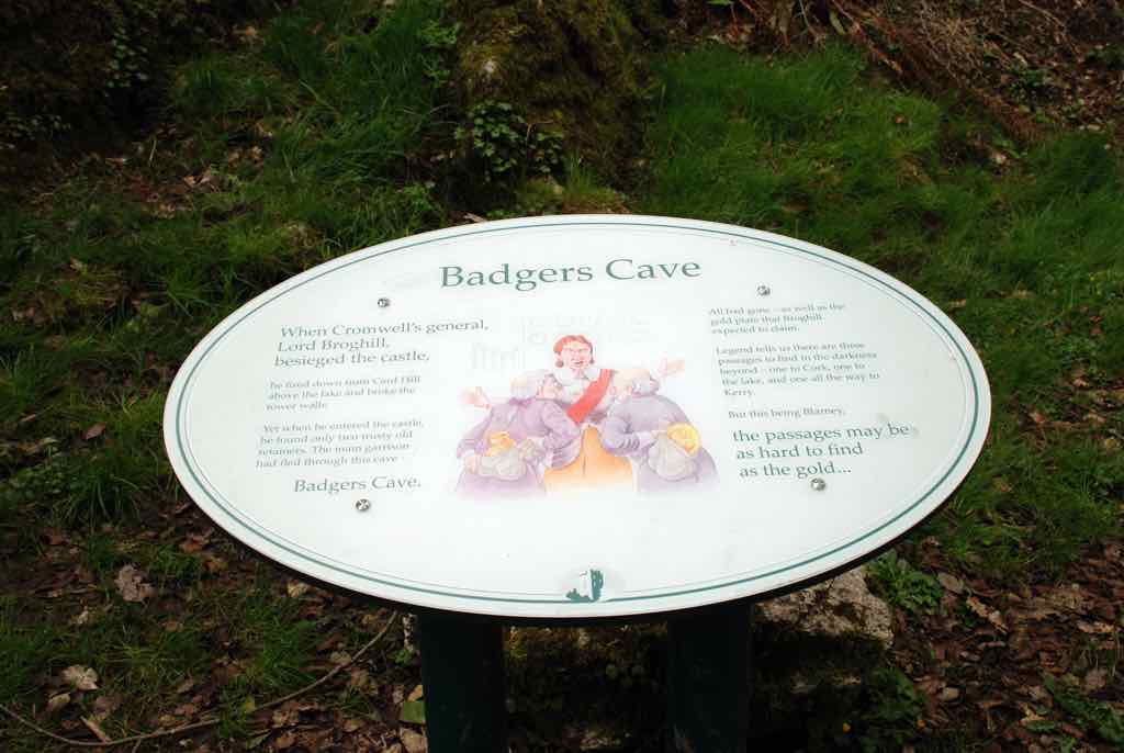 Blarney Castle Badger's Cave sign