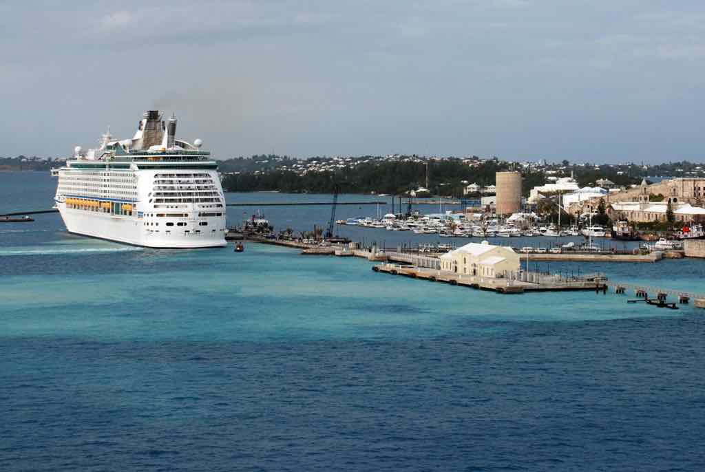 Docked cruise ship