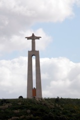 Christ the King statue above the Tagus River in Lisbon-closer vi