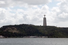 Christ the King statue above the Tagus River in Lisbon